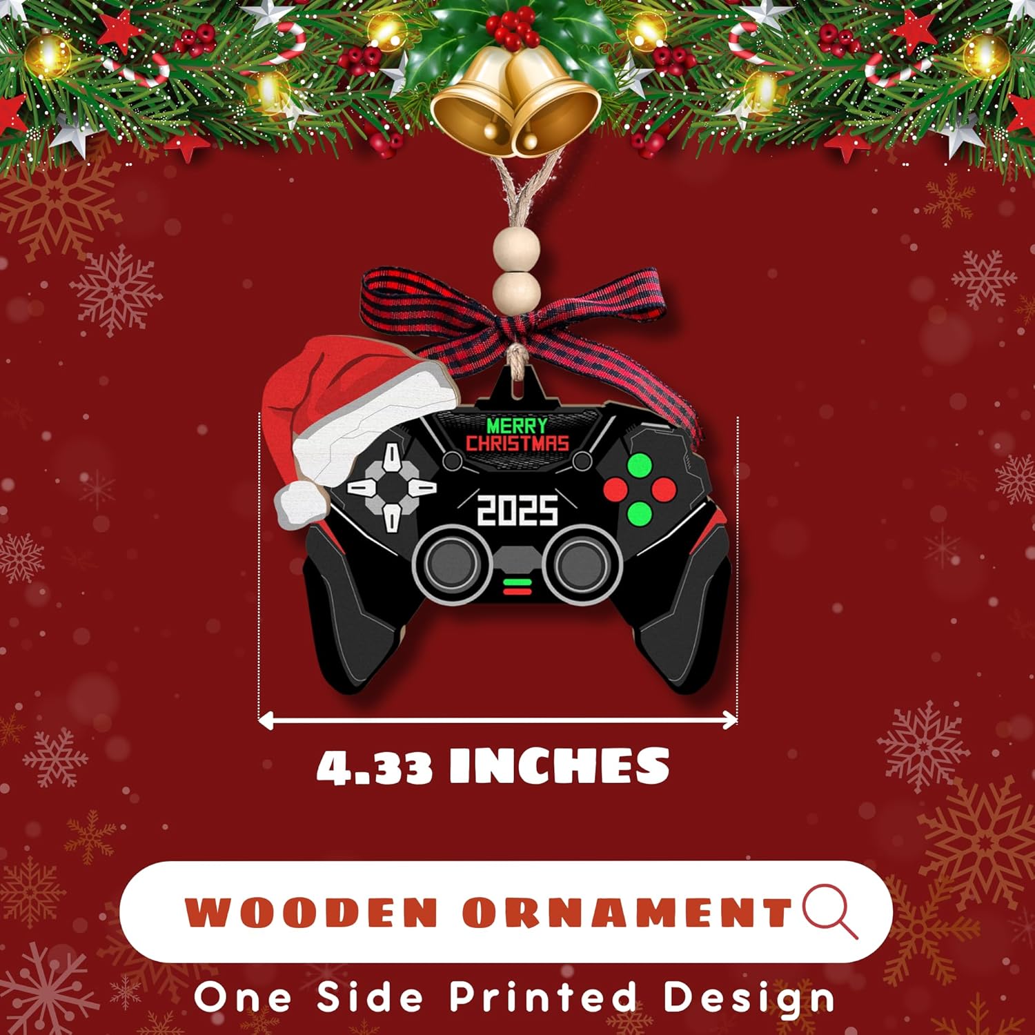 Video Game Ornaments, Gaming Ornaments for Christmas Tree - Gamer Video Game Christmas Ornament for Teen Boys, Men - 2 Layered Wood Gaming Ornament 2025 - Image 2