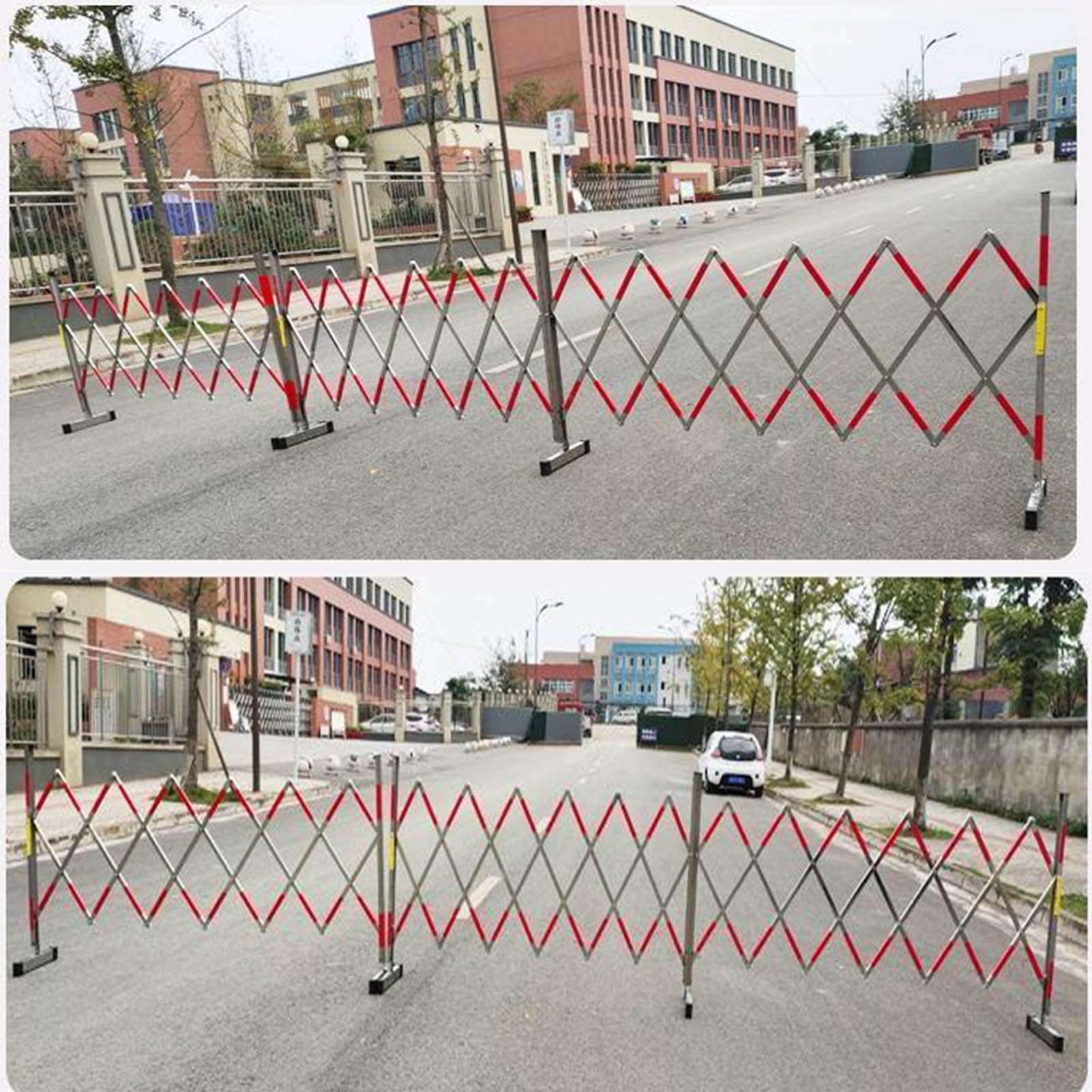 Puerta de seguridad extensible de metal industrial, barrera retráctil para entrada, puerta de acordeón para exteriores, control de acceso resistente (300 cm)