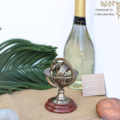 Miniatura 4 de collectiblesBuy Reloj de globo de esfera armilar de latón, astrolabio esférico, brújula vintage, hecho a mano, artículo náutico, decoración para