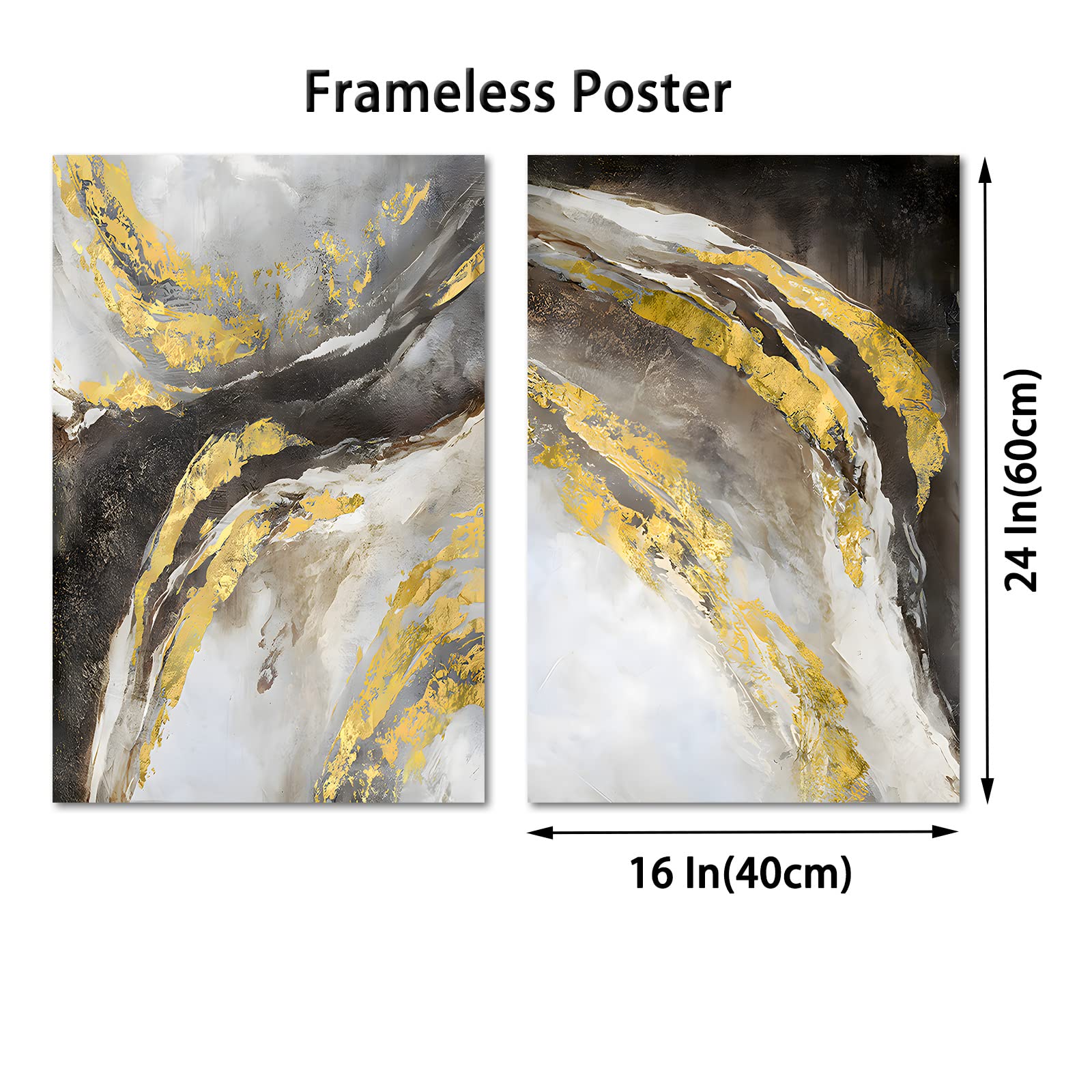 抽象画 グレーと金のキャンバスアート 大きなキャンバス 淡い波の金箔抽象画 LARGE CANVAS- PALE WAVES