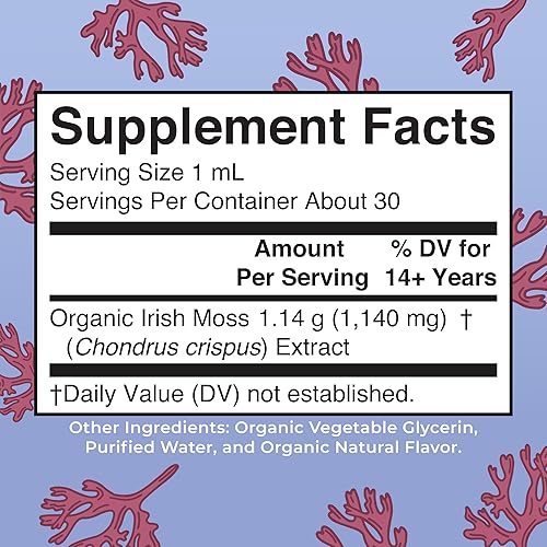 Miniatura 2 de MaryRuth Organics USDA - Gotas líquidas de musgo marino irlandés | Musgo irlandés orgánico | Chondrus crispus | Formulado para adultos y niños a