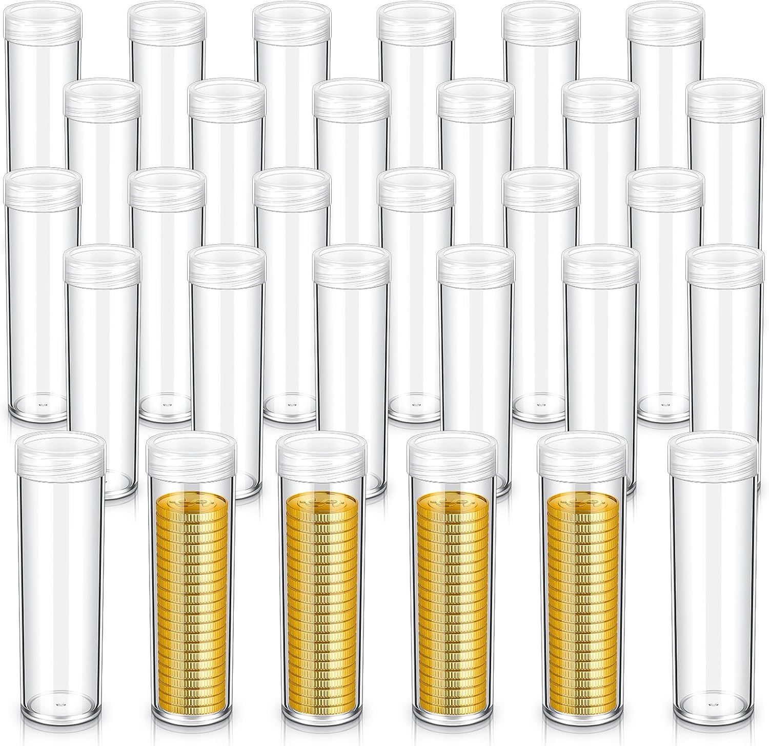 Leumoi 30 Pcs Coin Storage Tube Small Dollar Coin