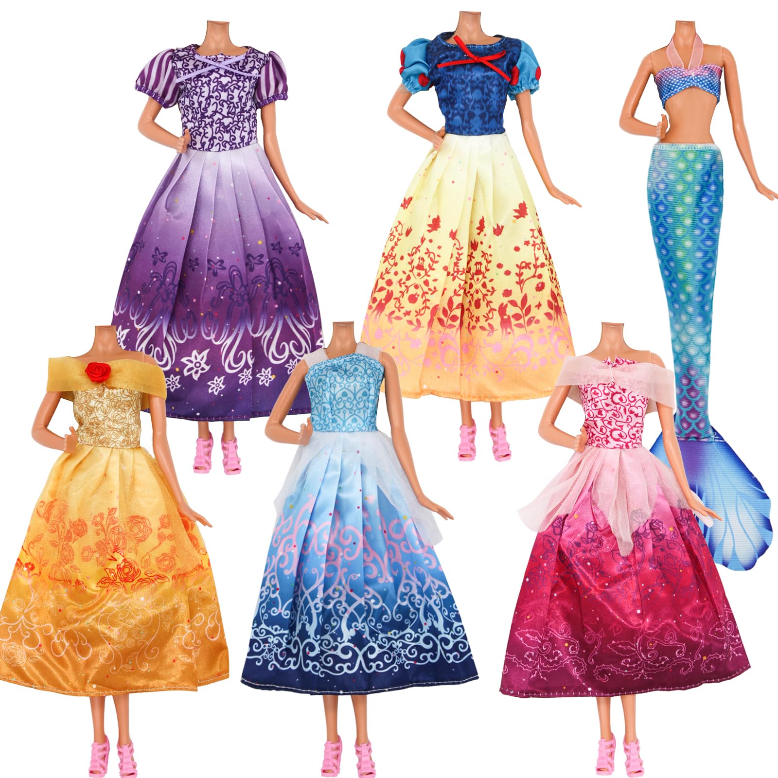 ZTWEDEN Classic Princess Dress for 11.5 inch Girl Dolls Wedding Party Dresses Gown for 30cm Girl Doll (6 Styles)