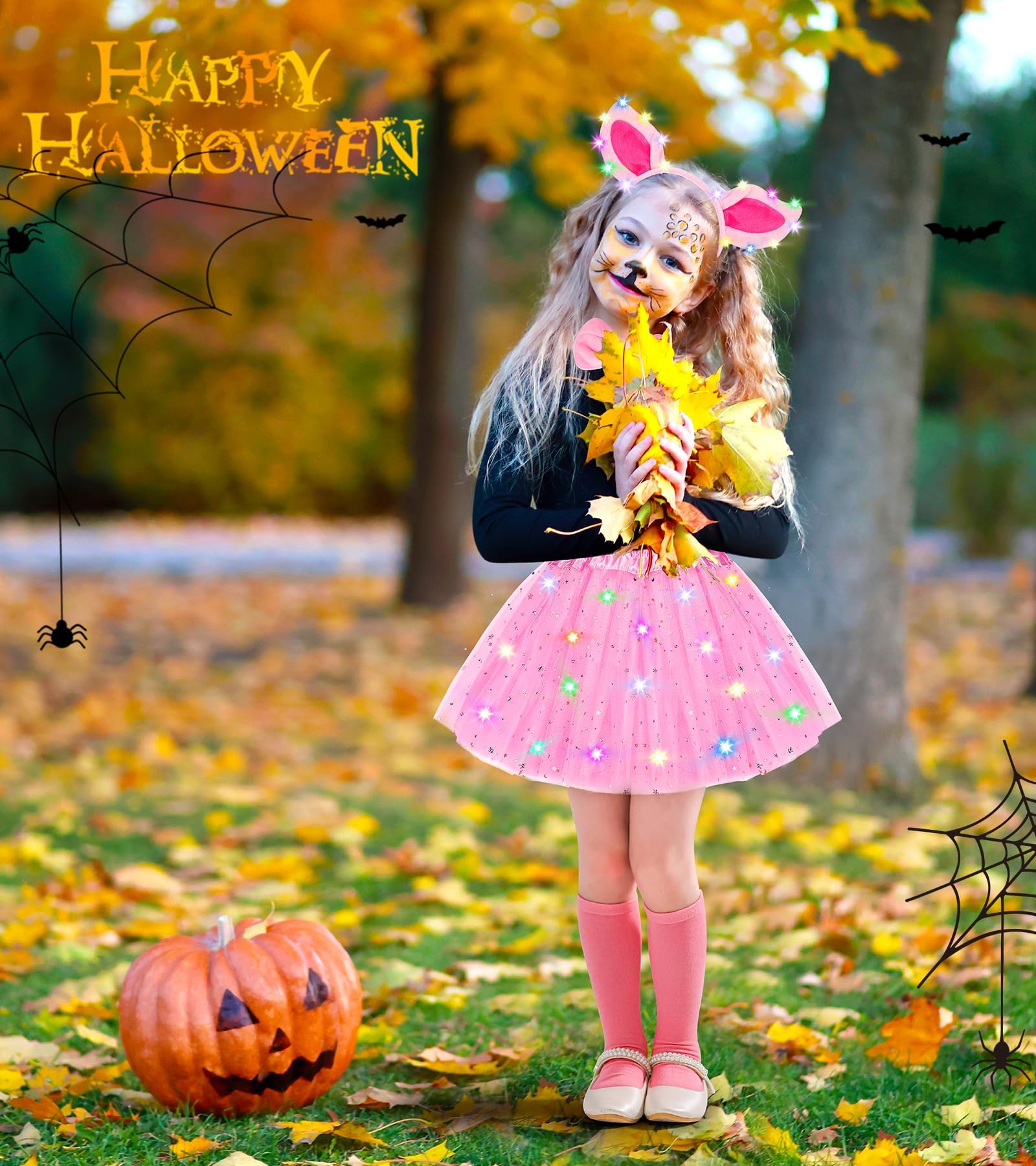 Kostium świnki dla dzieci, zestaw akcesoriów świecących w kształcie świnki, uroczy zestaw akcesoriów LED, przebranie dla dziewczynek, na Halloween, karnawał, imprezy, cosplay