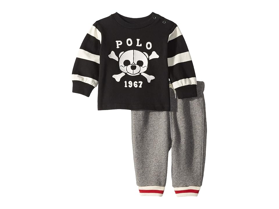 

Ralph Lauren Baby T-Shirt Fleece Pants Set (Infant) (Polo Black) Boy's Active Sets