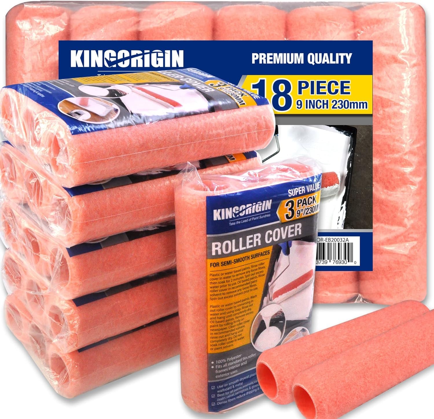 King Origin Paint Roller Covers - 18 Pack -2