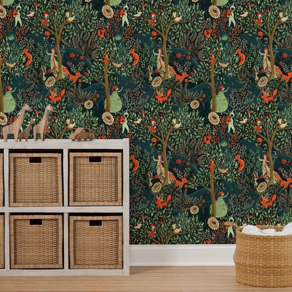 Removable Wallpaper 3ft x 2ft - Whimsical Wonderland Whimsical Custom Pre-Pasted Wallpaper by Spoonflower