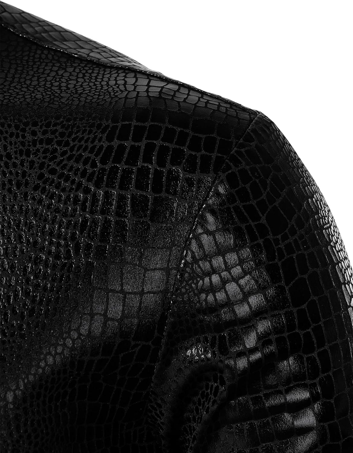 ZEROYAA Men's 70s Disco Button Down Shirt Shiny Metallic Long Sleeve Costume for Party Prom - Image 3