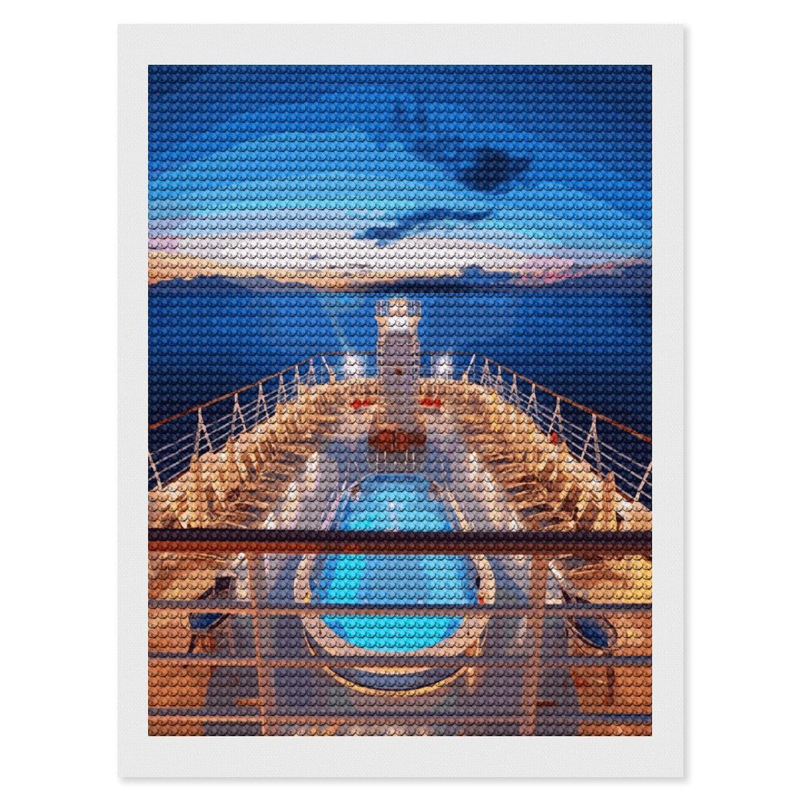 Pool Party Cruise Ship Diamond Painting Kits for Beginners DIY Diamond Art Kits for Adults Full Drill Round Diamond Dot Gem Art Painting Fun DIY Crafts for Home Kitchen Wall Decor Gift 12"x16"
