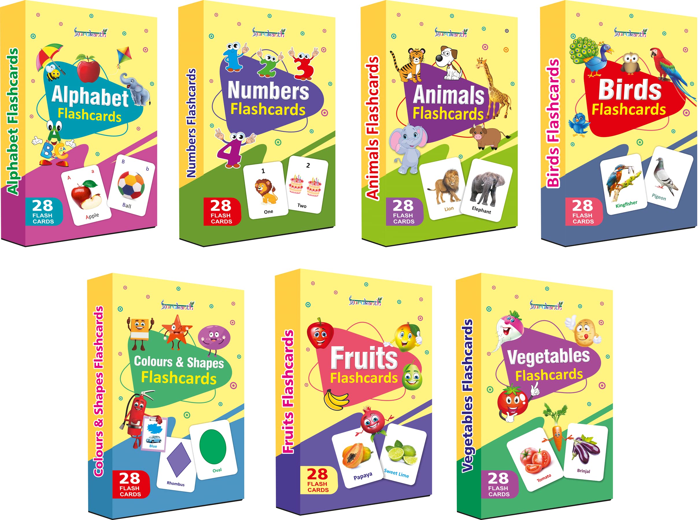Buy Gurukanth® Premium Flash Cards for Kids Early Learning Set of 7) Easy & Fun Way of