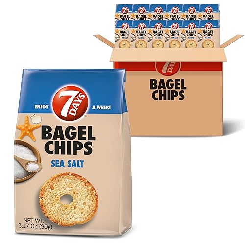 7Days Bagel Chips sal marina galletas gourmet aperitivos horneados sin OMG 317 onzas paquete de 12