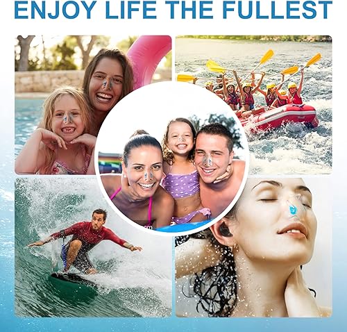 Miniatura 14 de Clip de nariz de natación, paquete de 14 tapones para la nariz con gel de sílice impermeable para niños (edad 7 +) y adultos, multicolor
