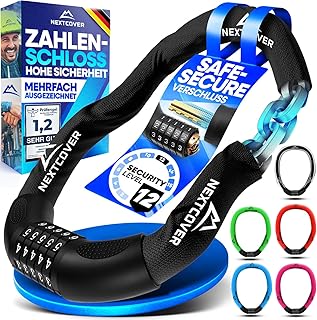 NEXTCOVER® Safecure Bicycle Lock with Combination Code, High Security, 5-Digit Combination Code, Steel Bike Lock for E-Bike, Chain Lock