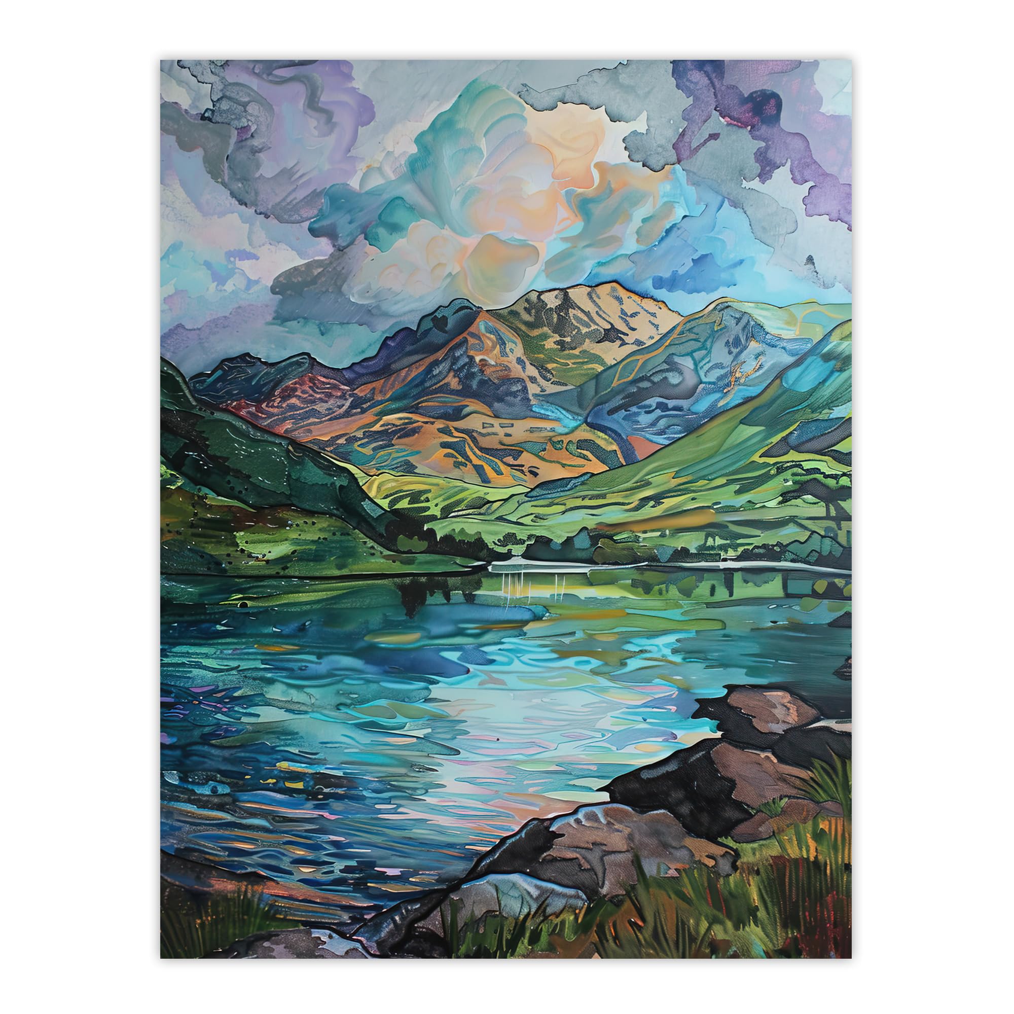 Artery8 Blea Tarn Valley Lake District England Painting Living Room Extra Large XL Wall Art Poster Print