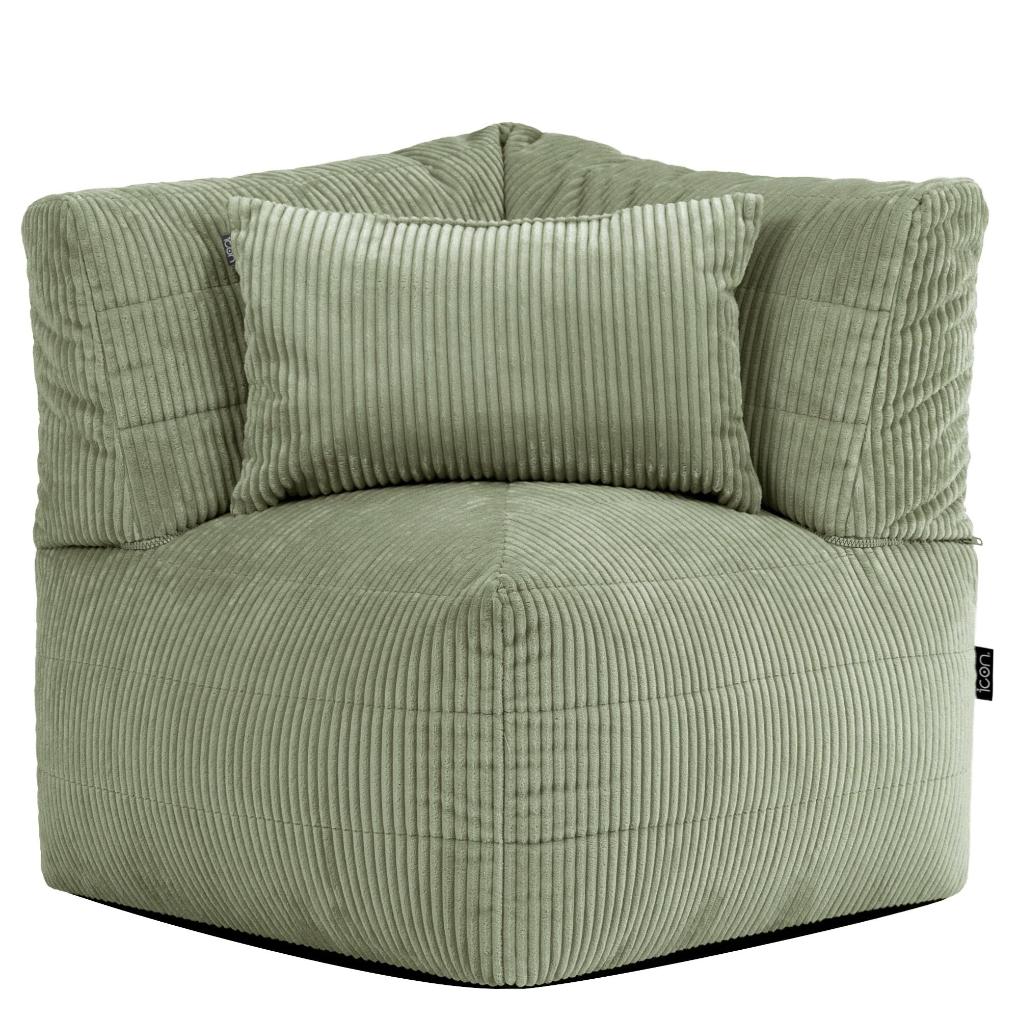icon Noa Bean Bag, Sage Green, Large Adult Chair, Modular Boneless Sofa, Bean Bag with Filling Included, Corduroy Sofa Set, Living Room, Living Room Furniture