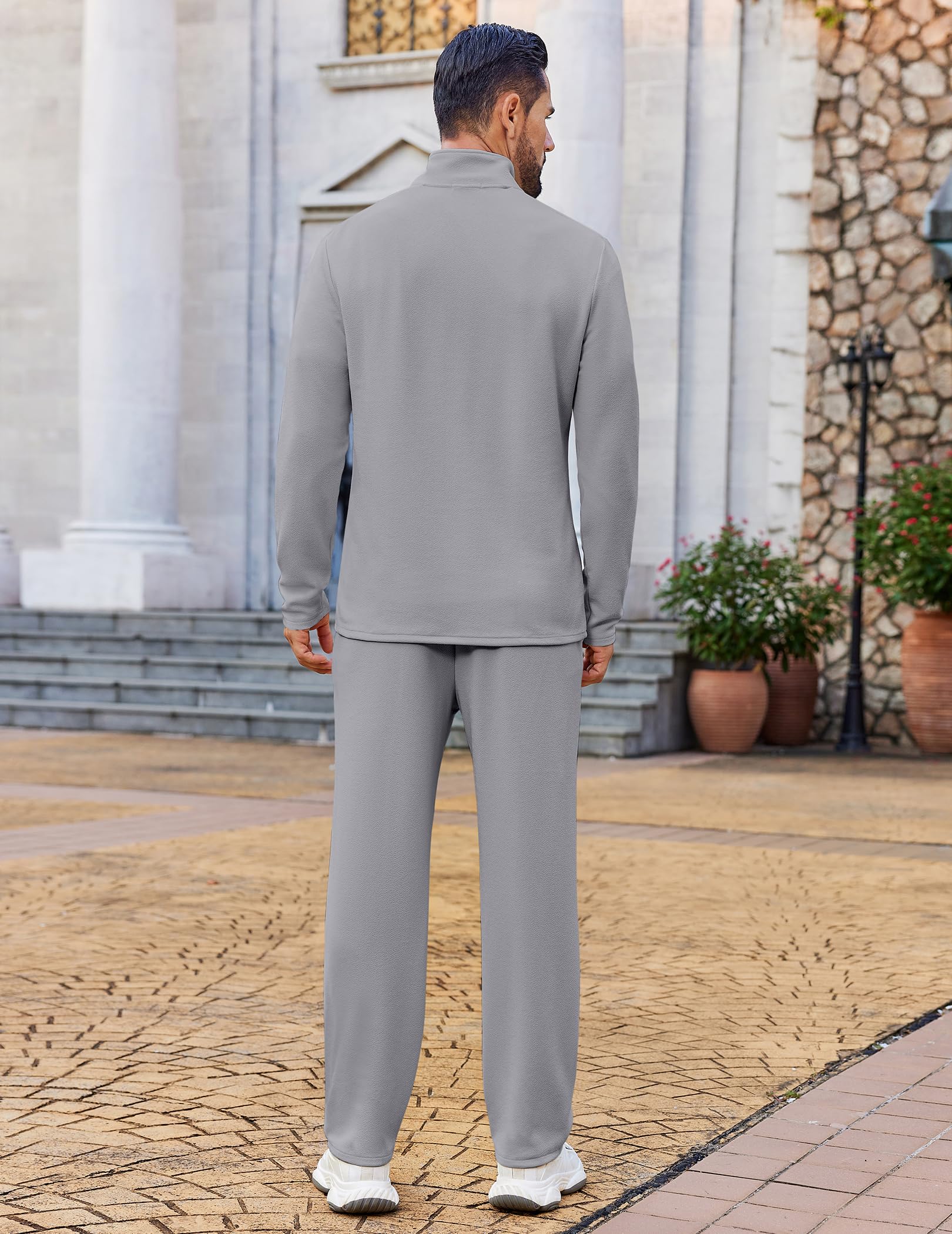 COOFANDY Tuta da uomo in 2 pezzi, con cerniera a un quarto, tuta sportiva da corsa, a maniche lunghe, abbigliamento casual