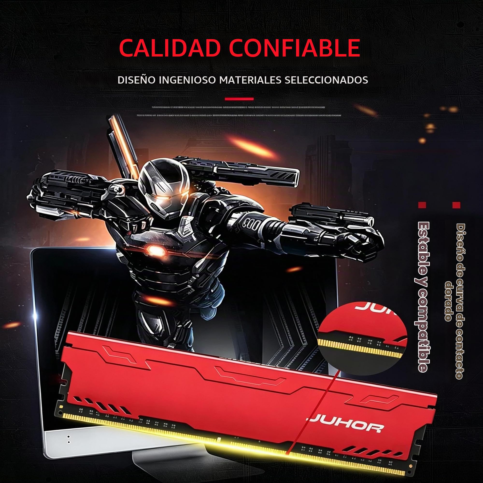 Módulo de Memoria RAM de Escritorio DDR4 2666MHz, 1.2V RAM para Juegos con Disipador Térmico de Aleación de Aluminio para Computadora PC, Ancho de Banda 21300, CL19, Compatible con (4GB)