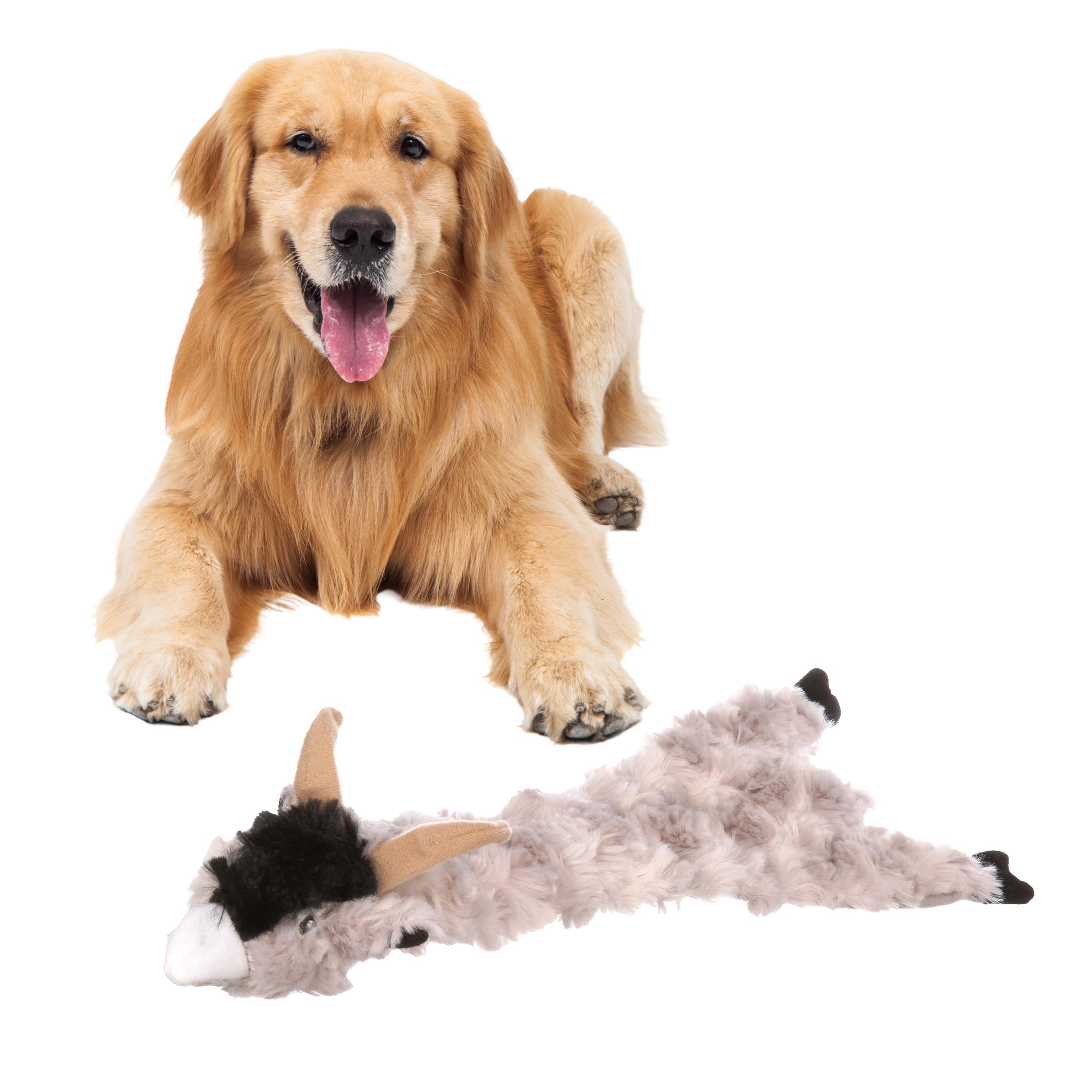 SPOT Skinneeez Crinklers Stuffless Goat Dog Toy, 23 Inch Plush with Crinkle and Squeaker, Tug Toy for Medium and Large Dog Breeds