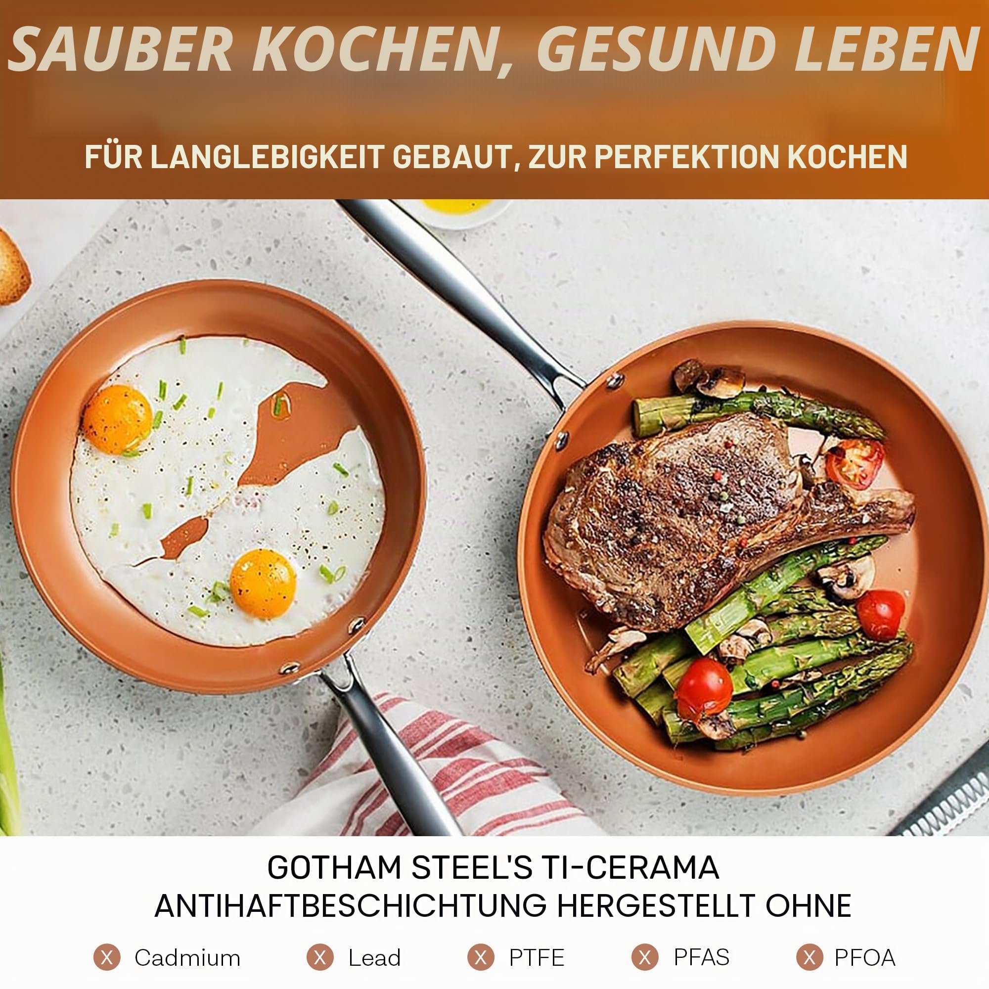 GOTHAM STEEL Stahl 20 stück All in one küche kochgeschirr + bakeware Set mit nonstick Durable keramikbeschichtung 20-teiliges Set Kupfer