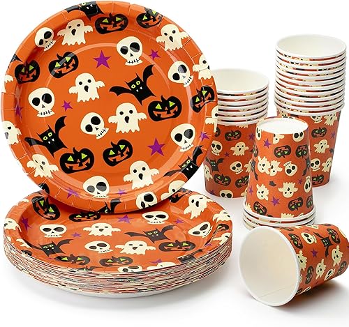 Miniatura 9 de Mr. Pen - Juego de platos y tazas de Halloween, 48 piezas, tazas y platos de Halloween, platos y tazas de fiesta de Halloween, vajilla de Halloween,