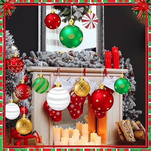 Miniatura 9 de 24 piezas de decoraciones navideñas para exteriores, adornos colgantes de Navidad para patio, decoración de césped de doble cara para fiesta de