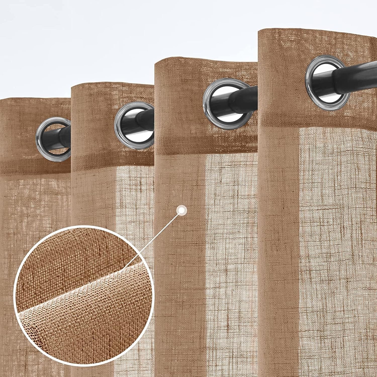 Vervique Premium Cotton Linen Solid Sheer Curtains 9 Feet Long Set of 1 | Parda for Bedroom and Living Room| Transparent Net Curtains for Long Door 9 Feet | Light Filtering | Brown Curtains (B0CQG6SZ3C) Amazon Price History, Amazon Price Tracker