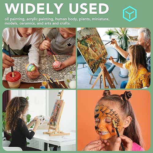 Miniatura 7 de AROIC Juego de pinceles de pintura acrílica, 2 unidades30 piezas de nailon para el cabello, acuarela, roca, pintura de rostro, pinceles de pintura