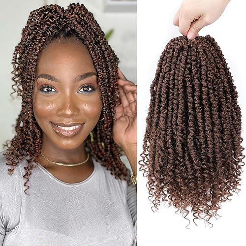 Admutty Pelo de ganchillo pretrenzado de 12 pulgadas, cabello de ganchillo Passion Twist 8 paquetes de cabello pretrenzado de Passion Twist, cabello
