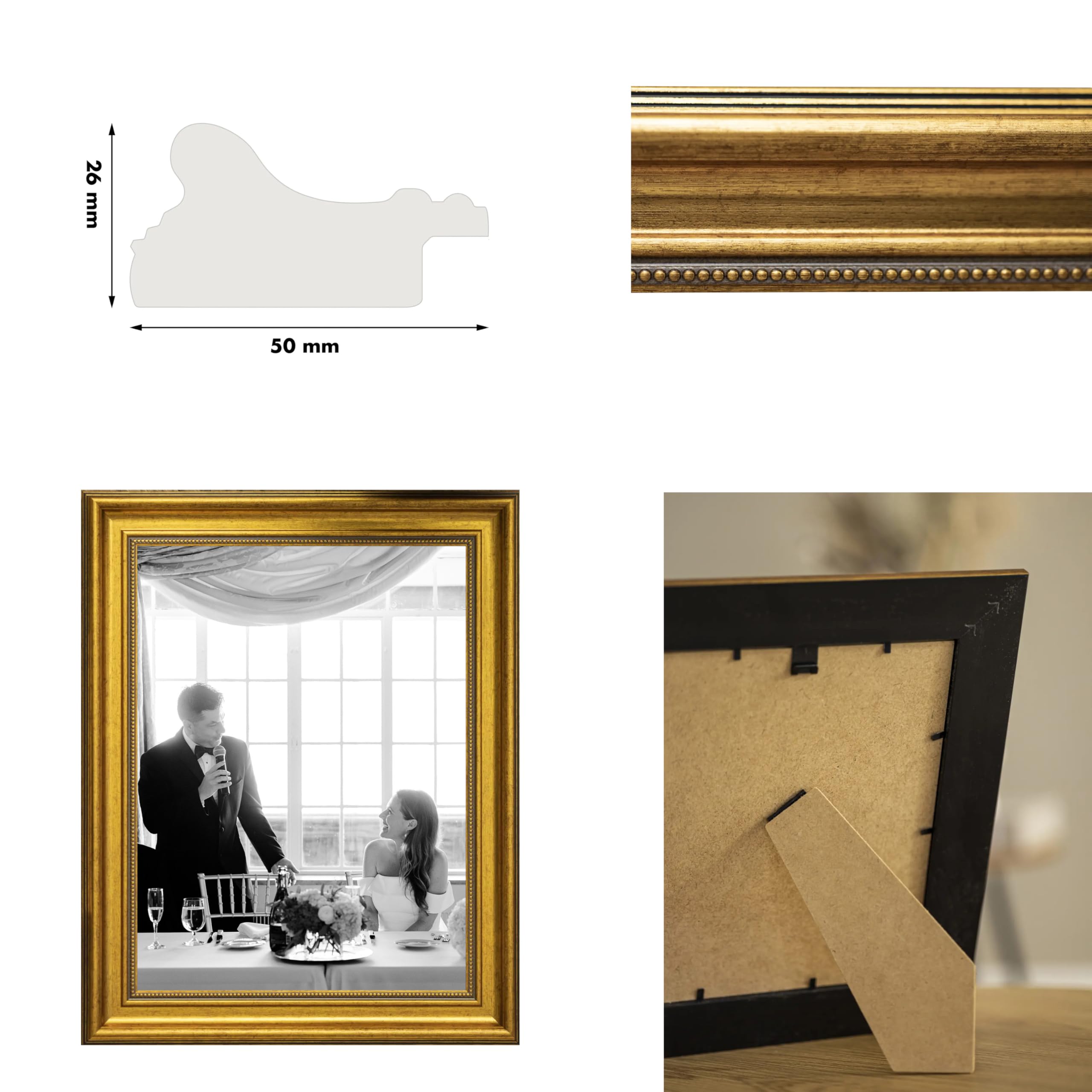 CABBEL Fotolijst 15 x 15 cm, zilver, barok vintage frame in antieke look voor posters, foto's en oorkonden, met onbreekbaar acrylglas, decoratief en elegant, perfect voor woonkamer, kantoor of galerij