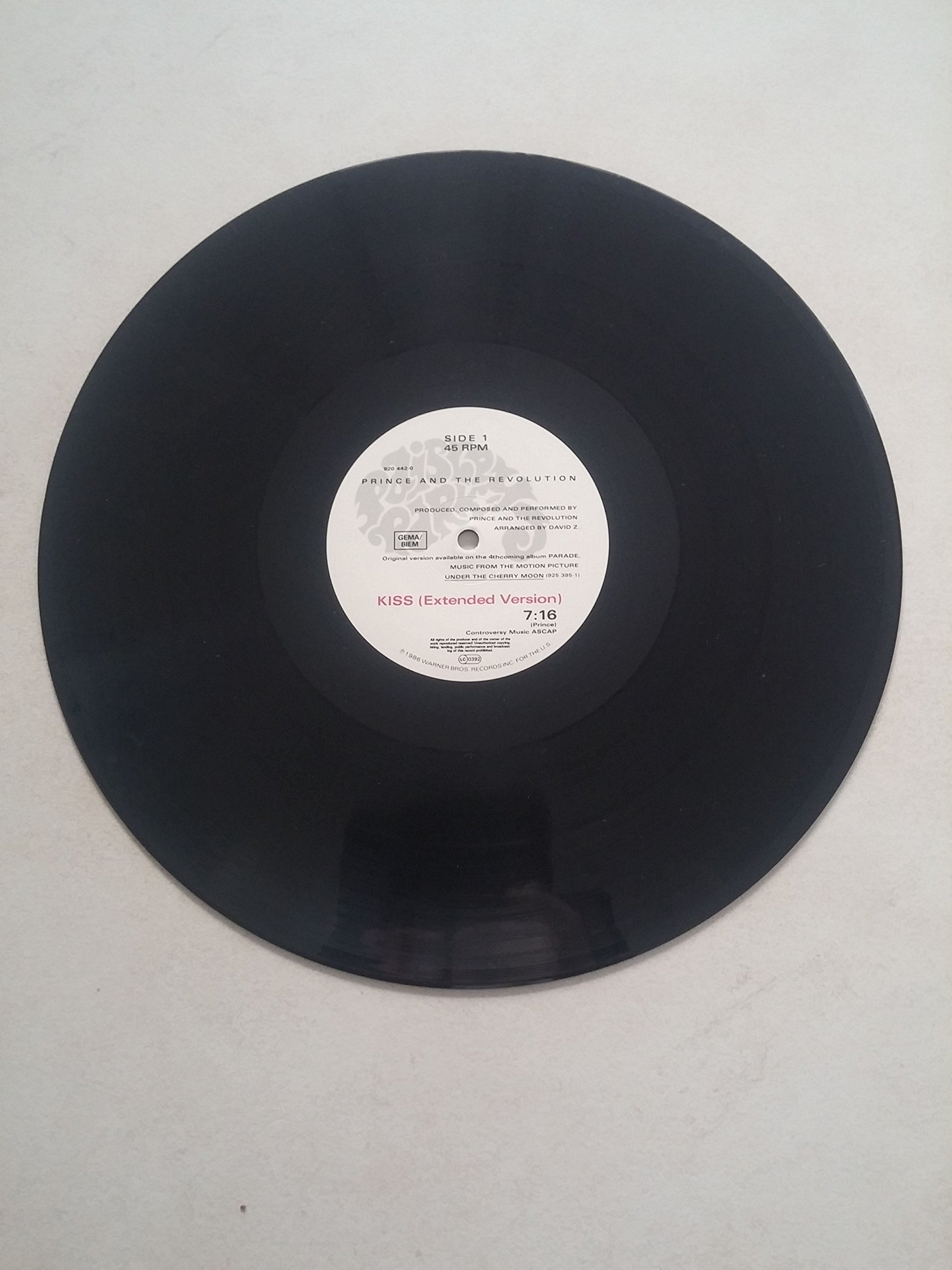 PRINCE AND THE REVOLUTION/KISS 45 RPM SINGLE LP RECORD 12 INCH