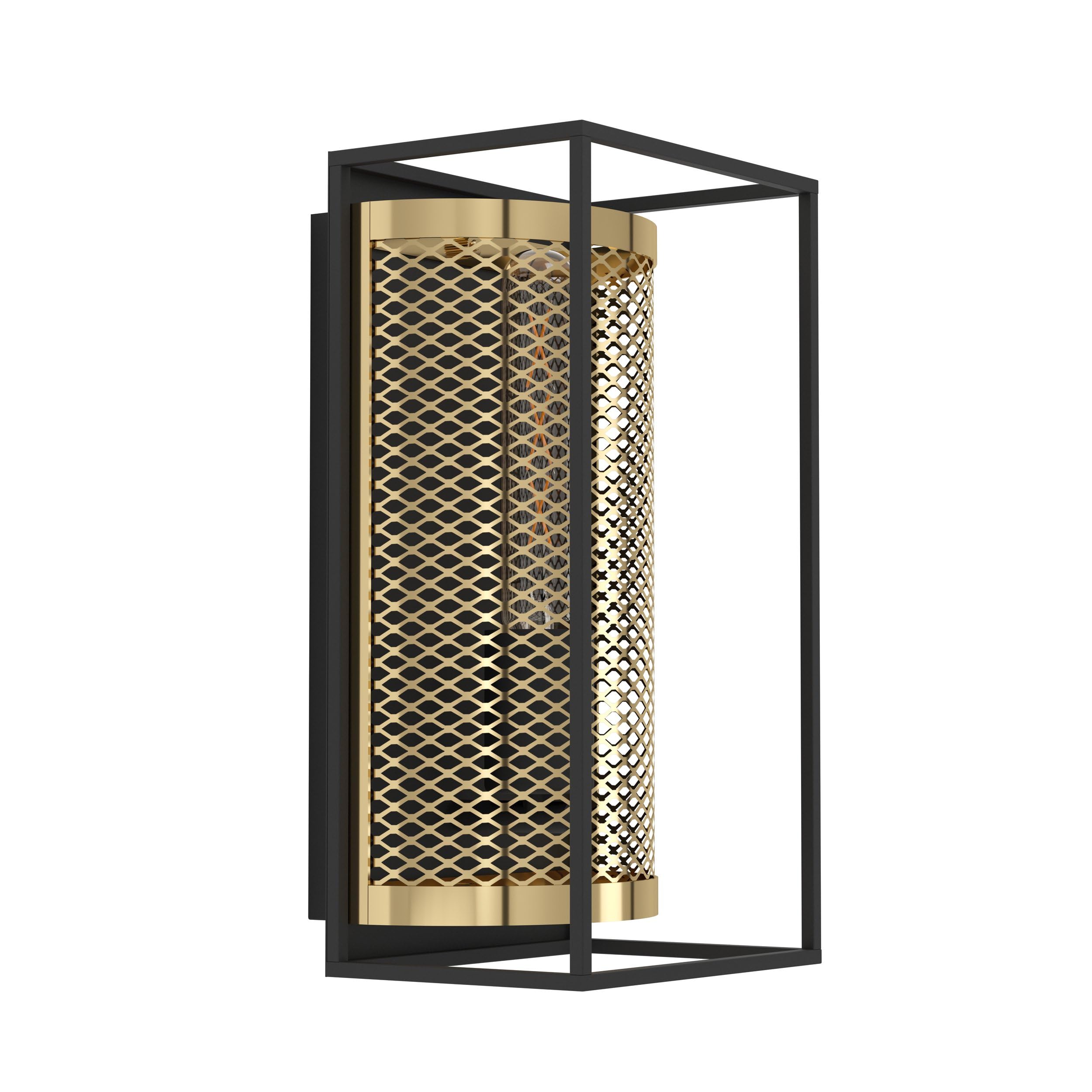 Eglo Wall Light Fixture Nohales, Industrial Design Indoor lamp, Living Room and Hallway Lighting, Spotlight Made of Metal in Black and Brass Colour, E27 Socket
