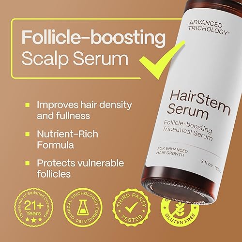 Vista 3 de HairStem - Suero tricéutico para un cabello más grueso y lleno Suero tópico multizonal de triple acción para cabello hormonal, nutricional e