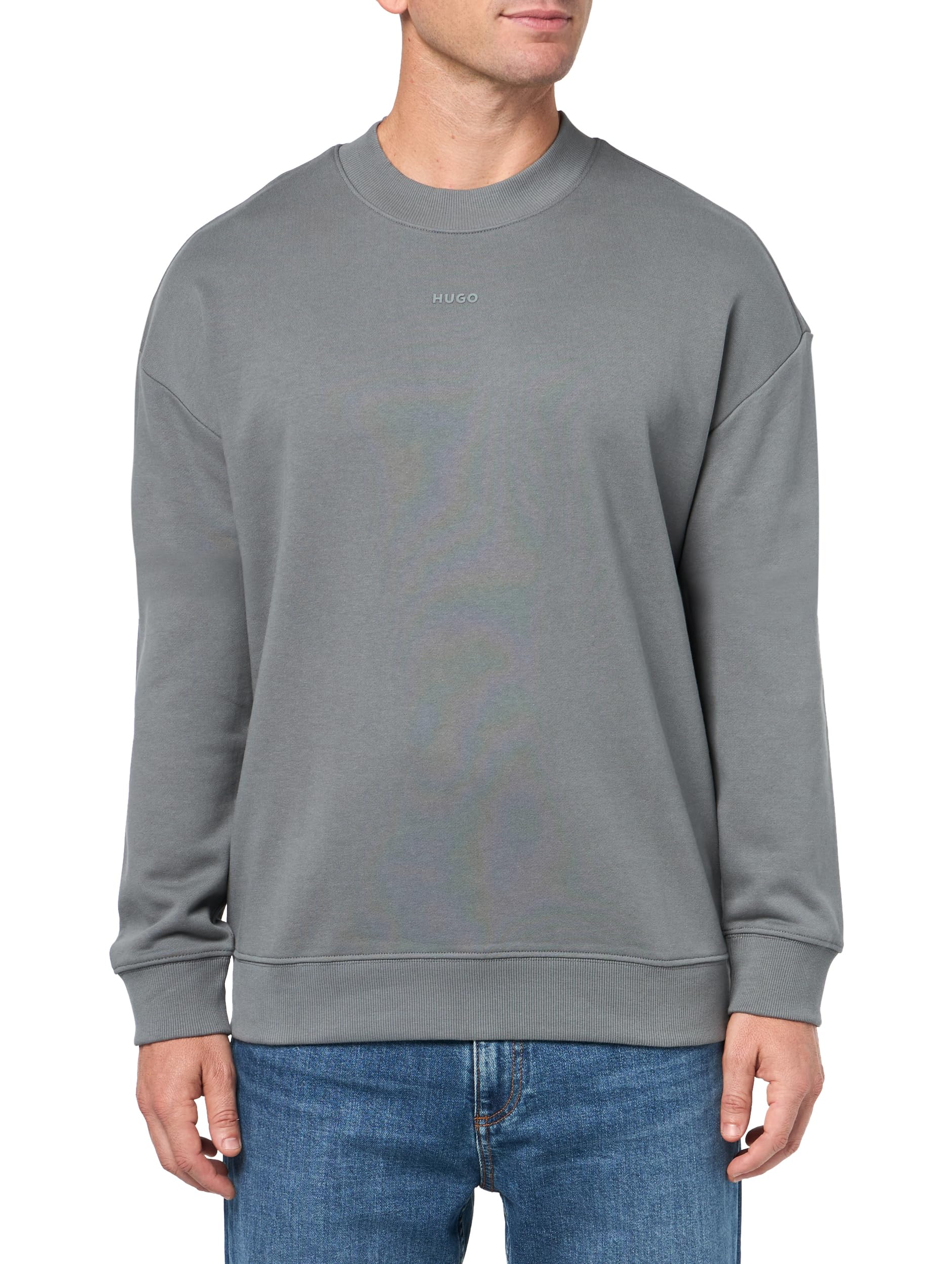 HUGO Men's Small Logo French Terry Sweatshirt, Lava Smoke, XL