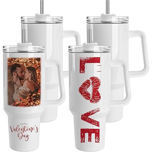 Joyclub 4 Pack 40oz Sublimation Tumbler with Handle Insulated Large Tumbler Bulk, Coffee Travel Cups Stainless Steel Travel Mug for Diy Craft Heat Press Print