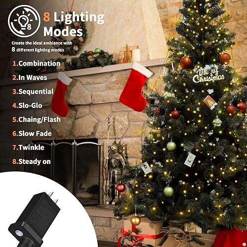 Miniatura 3 de BOLWEO Luces de árbol de Navidad, 592 luces LED de 16 líneas de luces de Navidad para árbol, 8 modos para árbol de Navidad de 8 a 10 pies,
