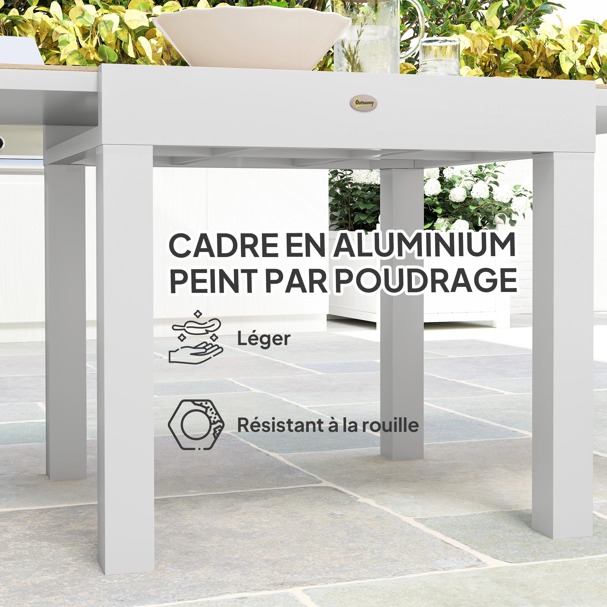 Outsunny Table de Jardin Extensible 80/160 cm en Aluminium 6 Personnes Gris | Table à Manger de Jardin Rectangulaire, Anti-Rouille, Résistante aux Intempéries, pour Patio, Terrasse