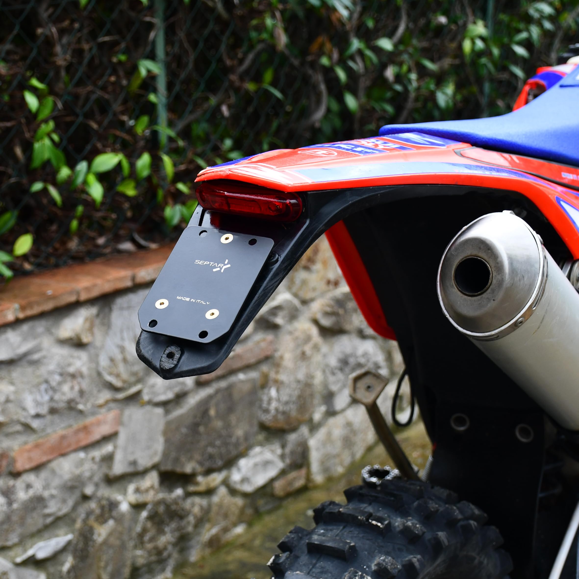 PORTATARGA SUPPORTO TARGA ESTRAIBILE CLICK CLACK universale MOTO ENDURO OFF ROAD (nero)