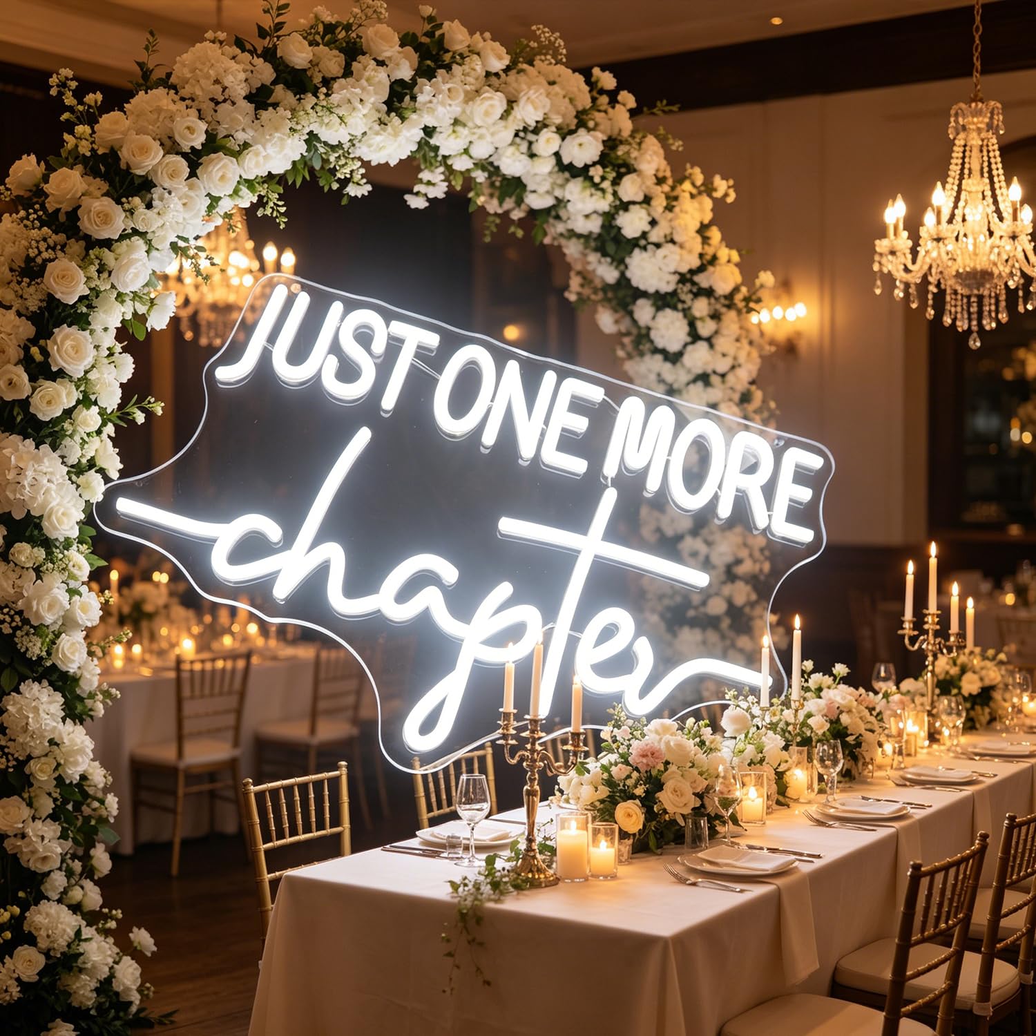 Just One More Chapter - Targa al neon per libreria, decorazione da parete per cameretta dei bambini, stanza dei giochi, scuola, aula, decorazione artistica da parete, targa a LED, decorazione da