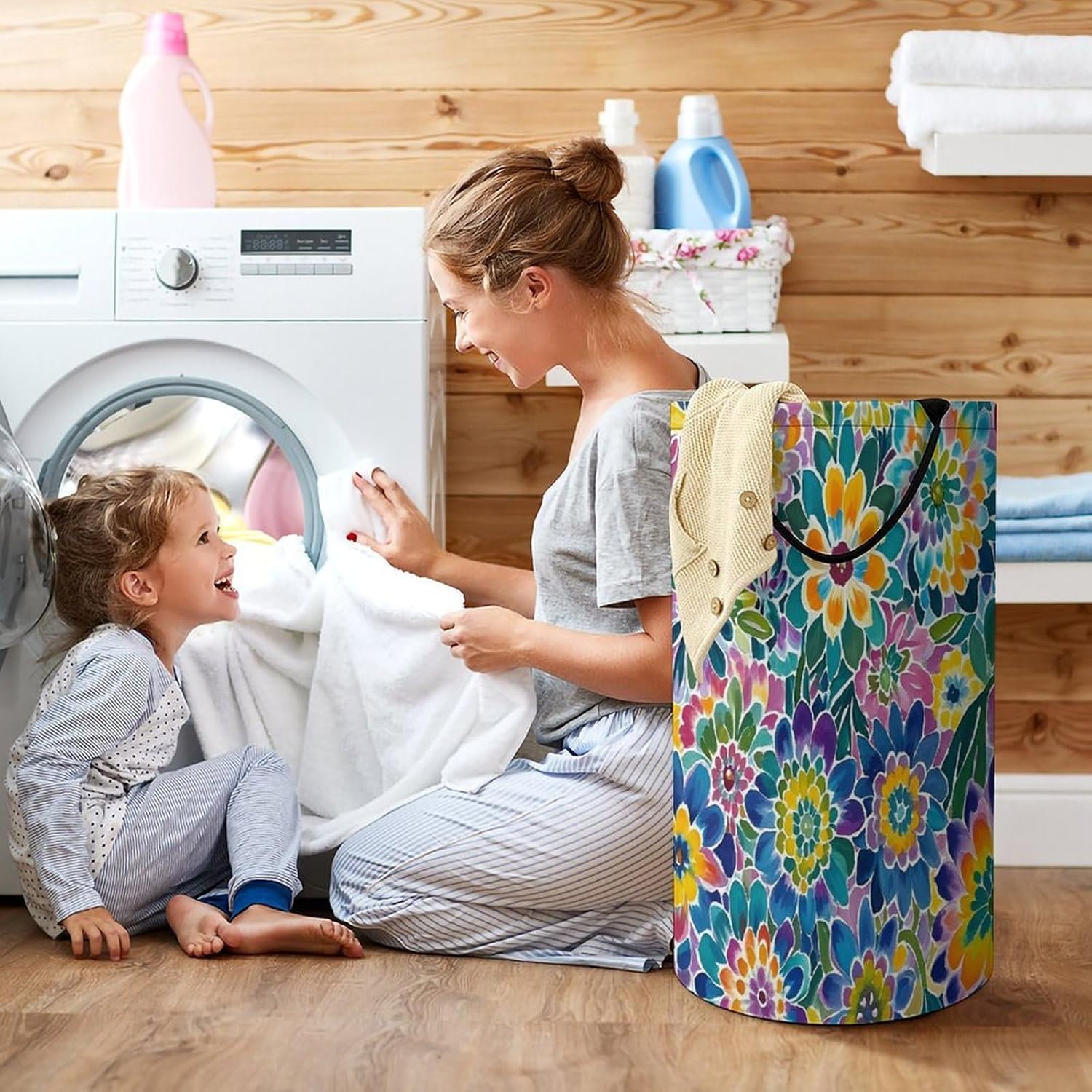 Tie Dye Laundry Hamper Large Collapsible Laundry Basket with Handles Waterproof Clothes Hamper Portable Dirty Clothes Basket for Bedroom Laundry Room Closet Bathroom