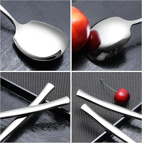 Miniatura 3 de Minekkyes Juego de 6 cucharas de buffet, cucharas de acero inoxidable para servir bufé, cucharas grandes para servir