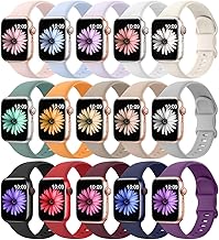15 Pack Soft Silicone Bands Compatible with Apple Watch Band 40mm 41mm 38mm 45mm 44mm 42mm 46mm 49mm for Women Men,Sport i...