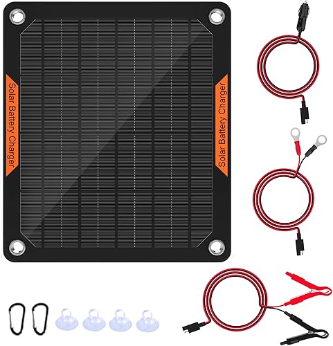 OYMSAE Cargador de batería solar de 12 V, mantenedor de batería solar impermeable de 5 W, cargador de panel solar portátil con controlador mejorado
