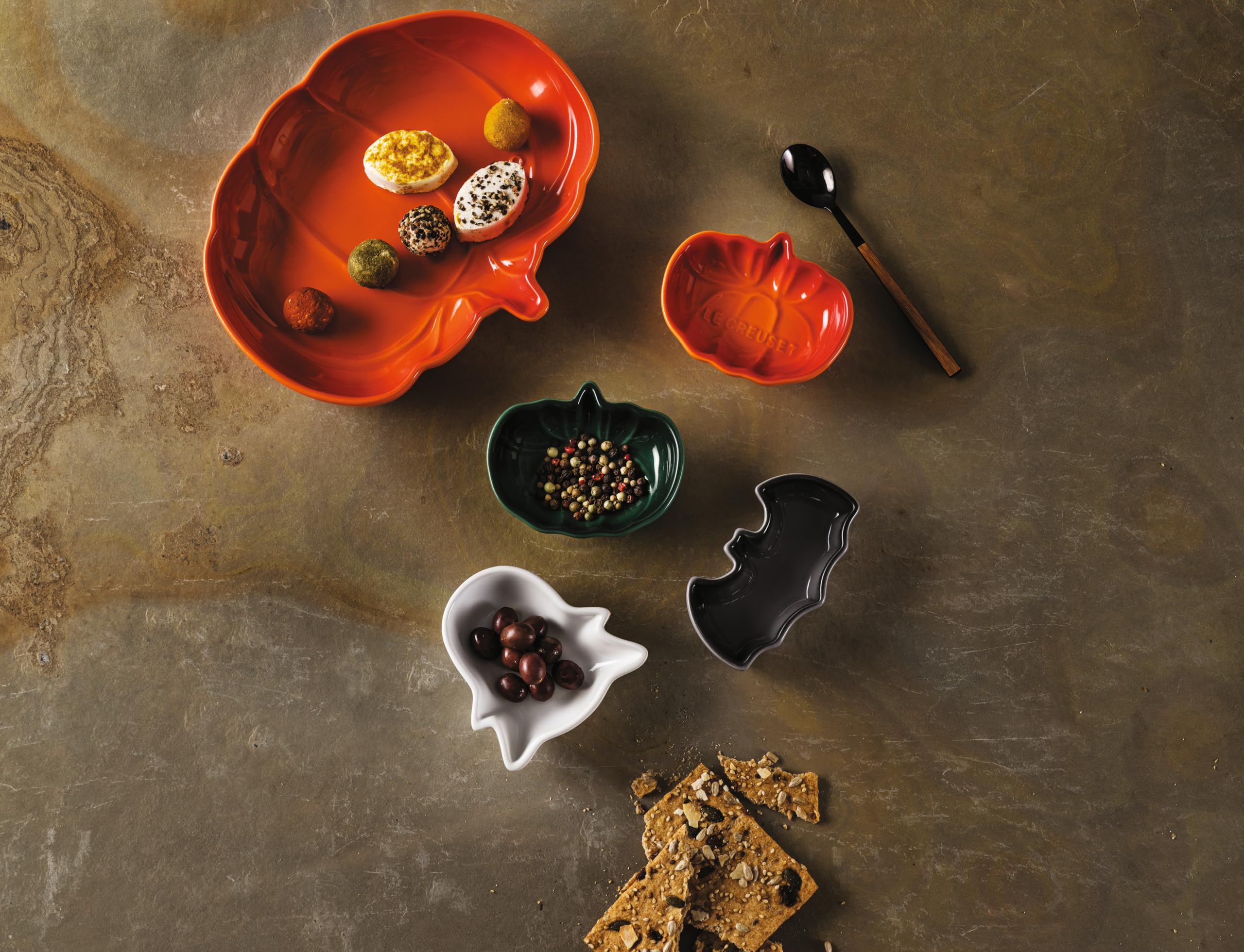Le Creuset Kit 4 Mini Pratos Halloween Laranja/Cactus/Flint/White