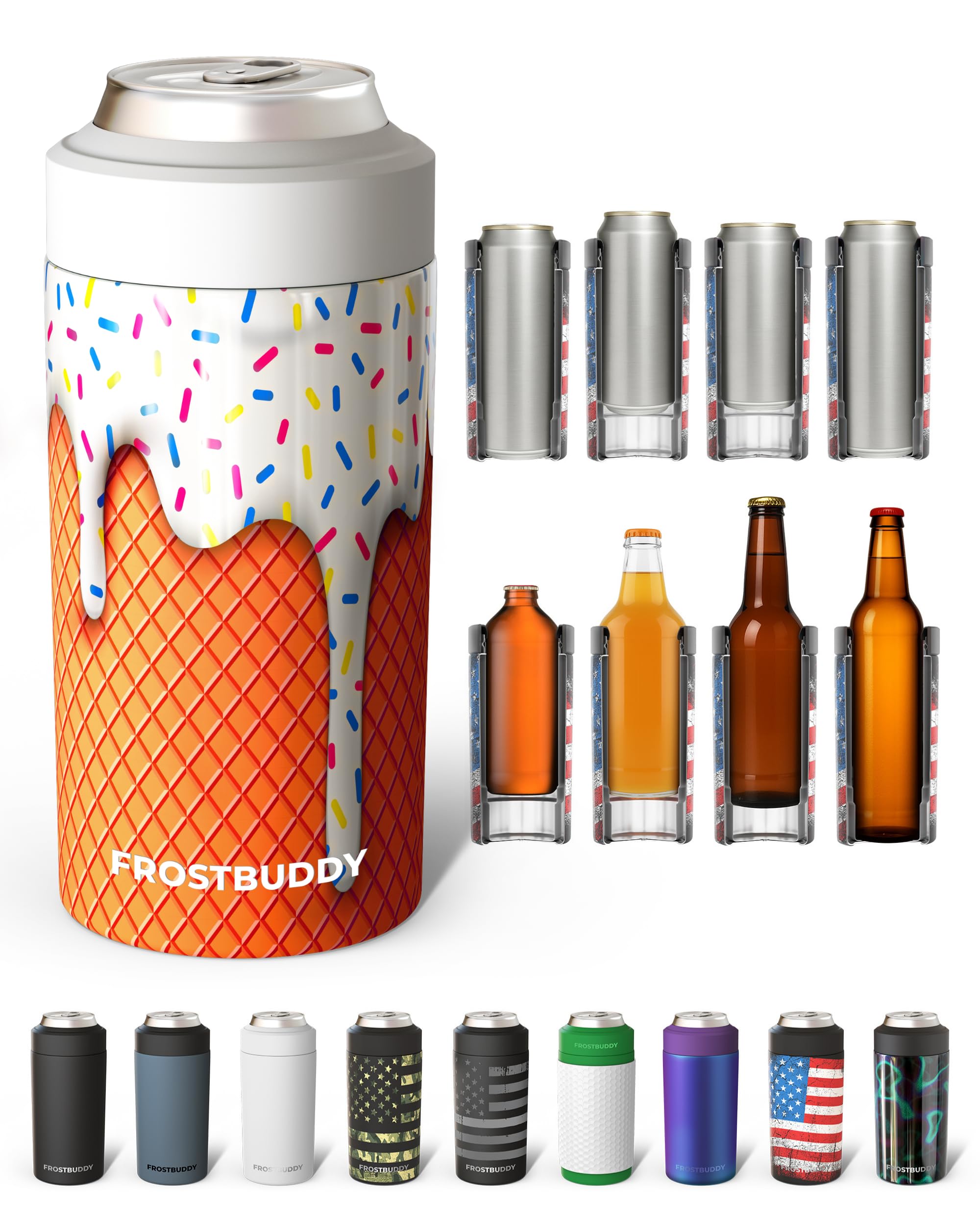 Frost Buddy Universal Can Cooler, Stainless Steel, Vanilla Ice Cream