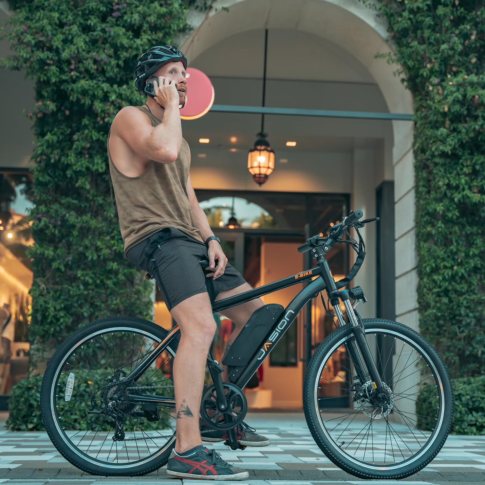 Jasion EB5 Electric Bike for Adults with Peak 750W Brushless Motor, 40Miles 20MPH Commuting Electric Mountain Bike with 360Wh Removable Battery, 7-Speed, 26" Tires and Front Fork Suspension