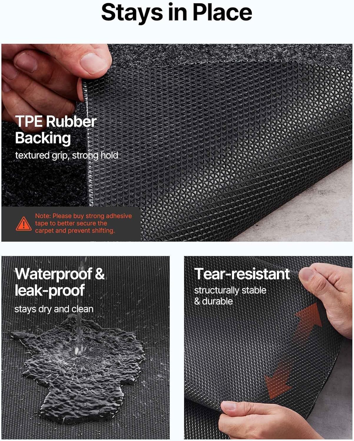 VEVOR Garage Floor Mat, 7.5'x20' Waterproof Protection from Water,Snow, Rain,Mud and Oil for Cars, Non-Slip Heavy Duty Containment Mat with TPE Anti-Leak Backing & Easy to Clean & Cuttable - Image 4