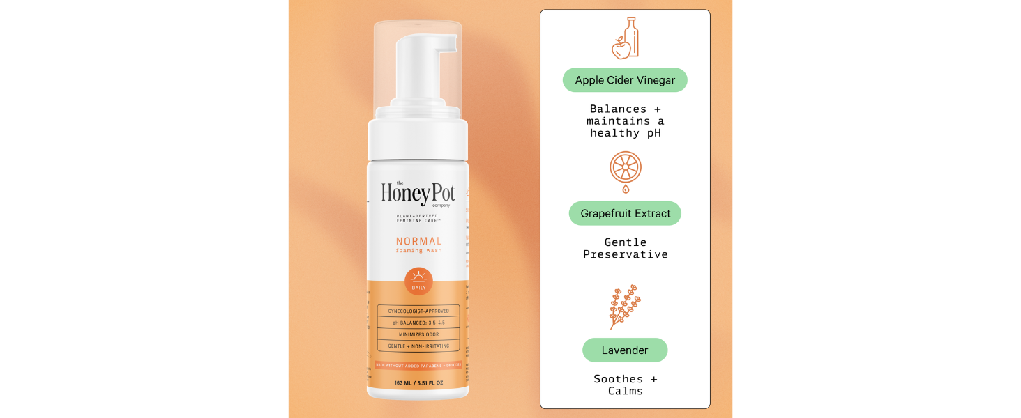 The Honey Pot Company - Feminine Wash - Herbal Infused - Sensitive Skin Types - PH Balanced Plant Based Hygiene Products - Normal - 5.51 Fluid Oz.