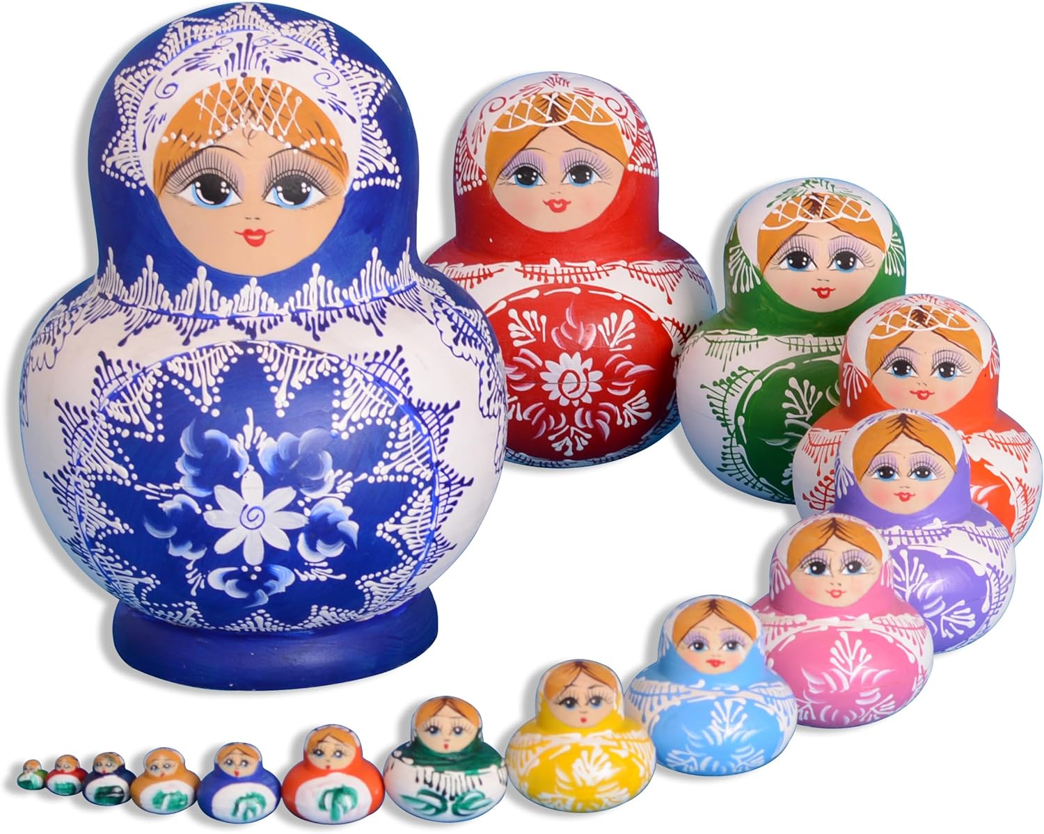 YAKELUS Russian Nesting Dolls for Kids Matryoshka Doll 10pcs Handmade Toys & Games