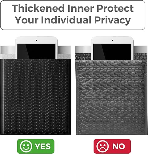 Miniatura 4 de Metronic Sobres grandes de burbujas de 10.5 x 16 pulgadas, paquete de 40 sobres acolchados autosellantes negros con fuerte adhesión, sobres de