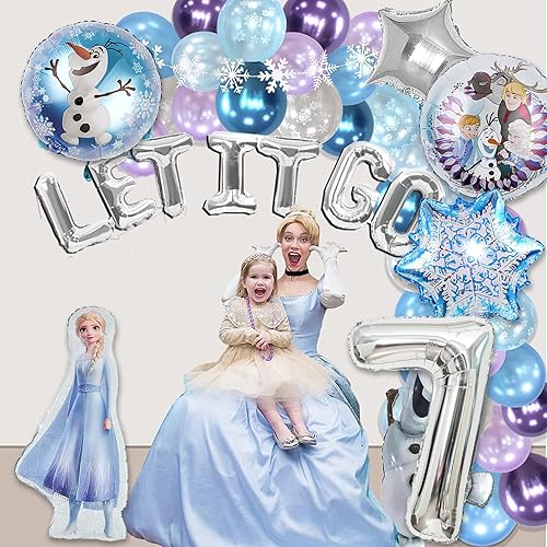 Miniatura 7 de 12 globos de fiesta de Frozen, globos temáticos de Frozen para fiesta de 7 cumpleaños, fiesta de cumpleaños, decoración de fiesta de baby shower (7)
